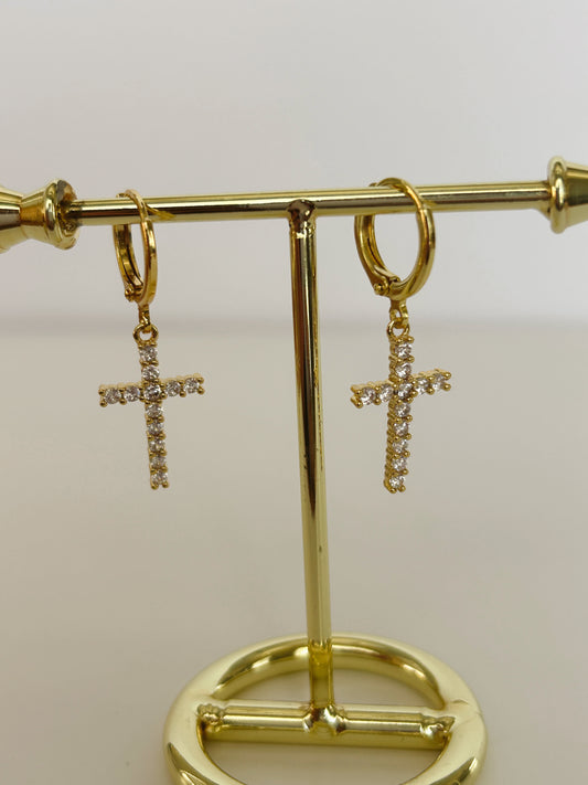 Cross Huggie Hoop Earring